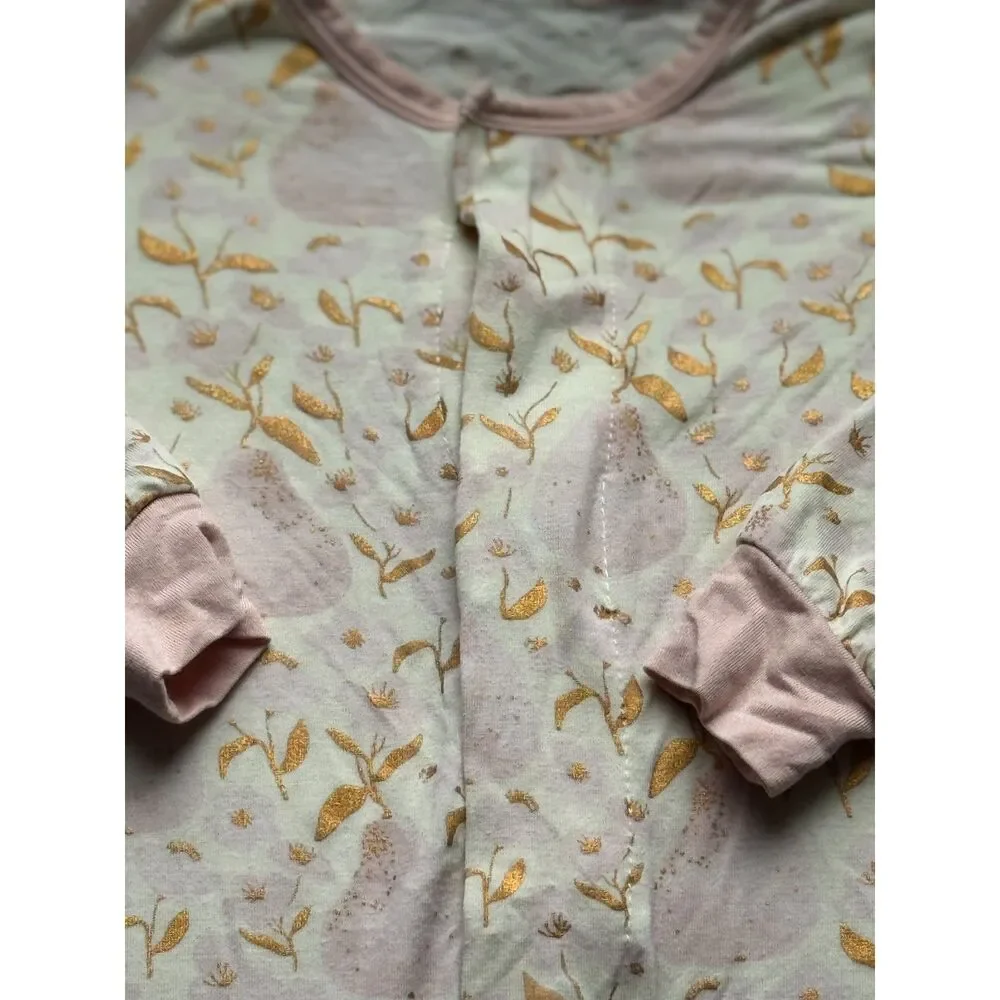 +Magnetic Me Modal Magnetic Footie Sleeper Pink Gold Floral 9-12 Months